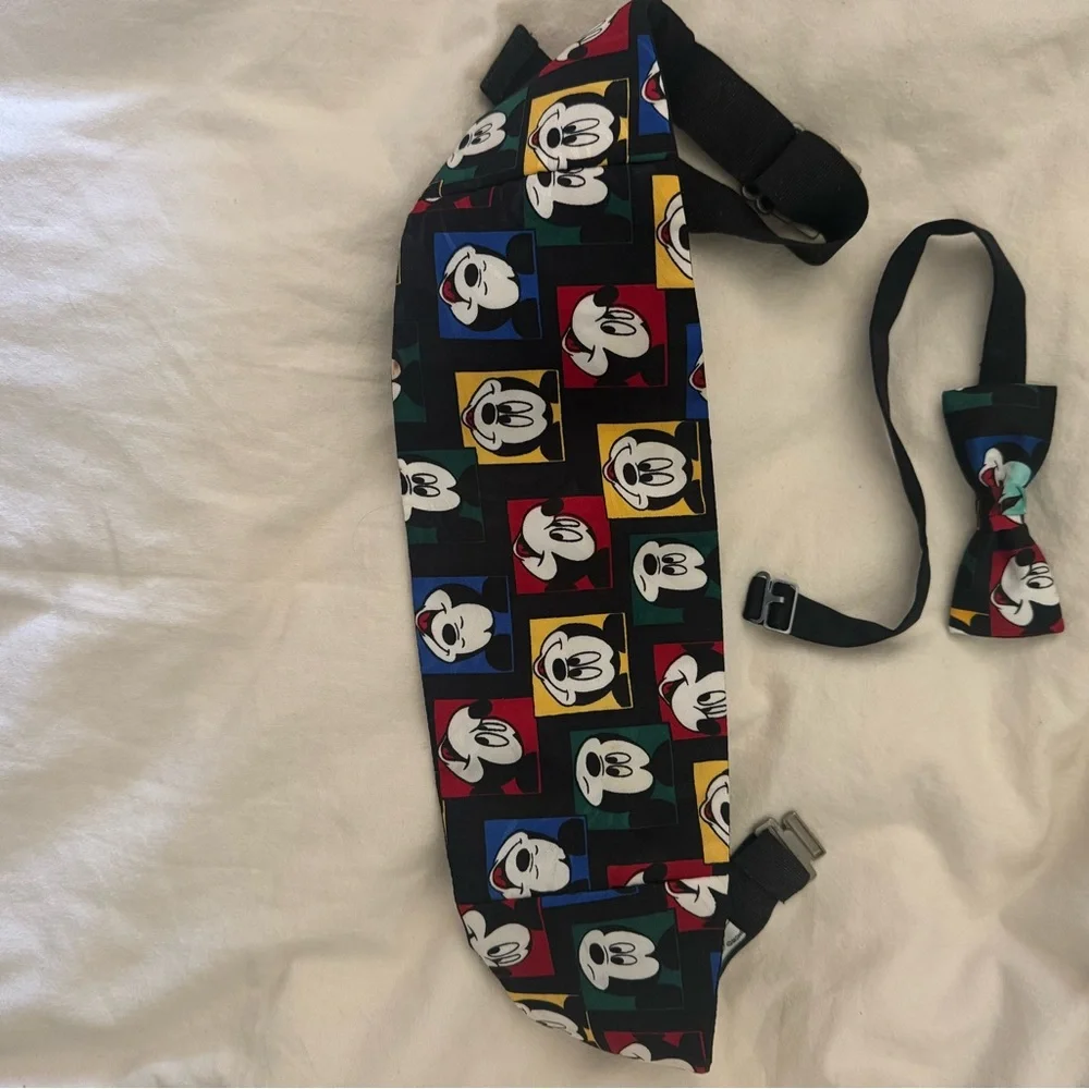 Disney Black and White Mickey Mouse tux bow and belt